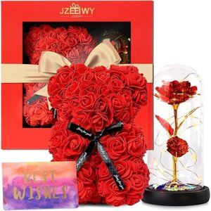 PreservedRose Birthday Gift for Women Mom Grandma Wife,Forever Flower with Glass